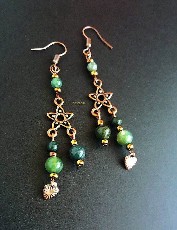 Cercei chandeliere cuprate cu agate indiene
