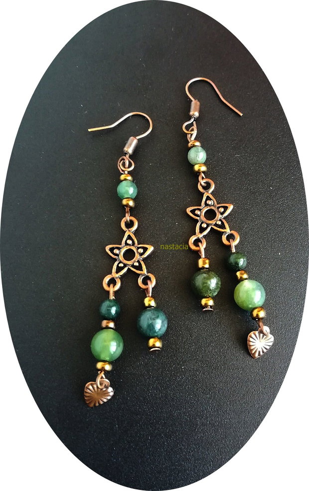 Cercei chandeliere cuprate cu agate indiene
