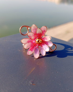 Inel reglabil floare roz