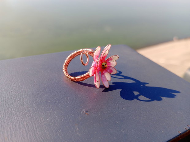 Inel reglabil floare roz
