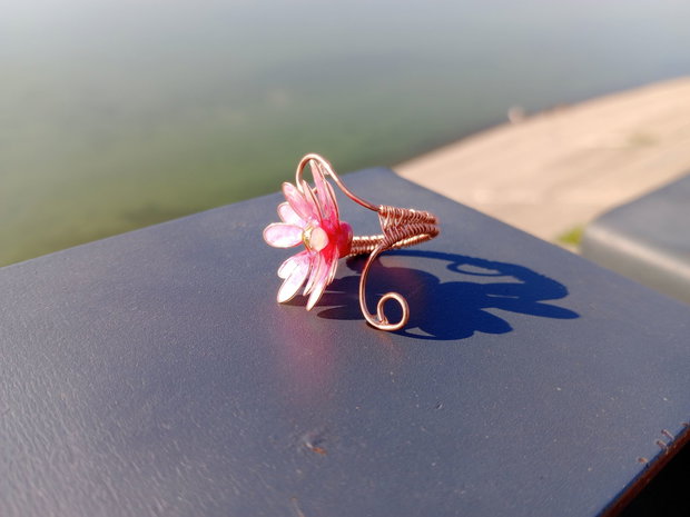 Inel reglabil floare roz