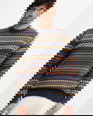 Barbour pulover de lână culoarea bleumarin, călduros, MKN1027