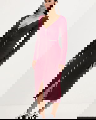 Karl Lagerfeld Jeans rochie culoarea bordo, midi, mulată, A4W13011