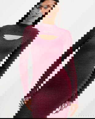 Karl Lagerfeld Jeans rochie culoarea bordo, mini, mulată, A4W13010