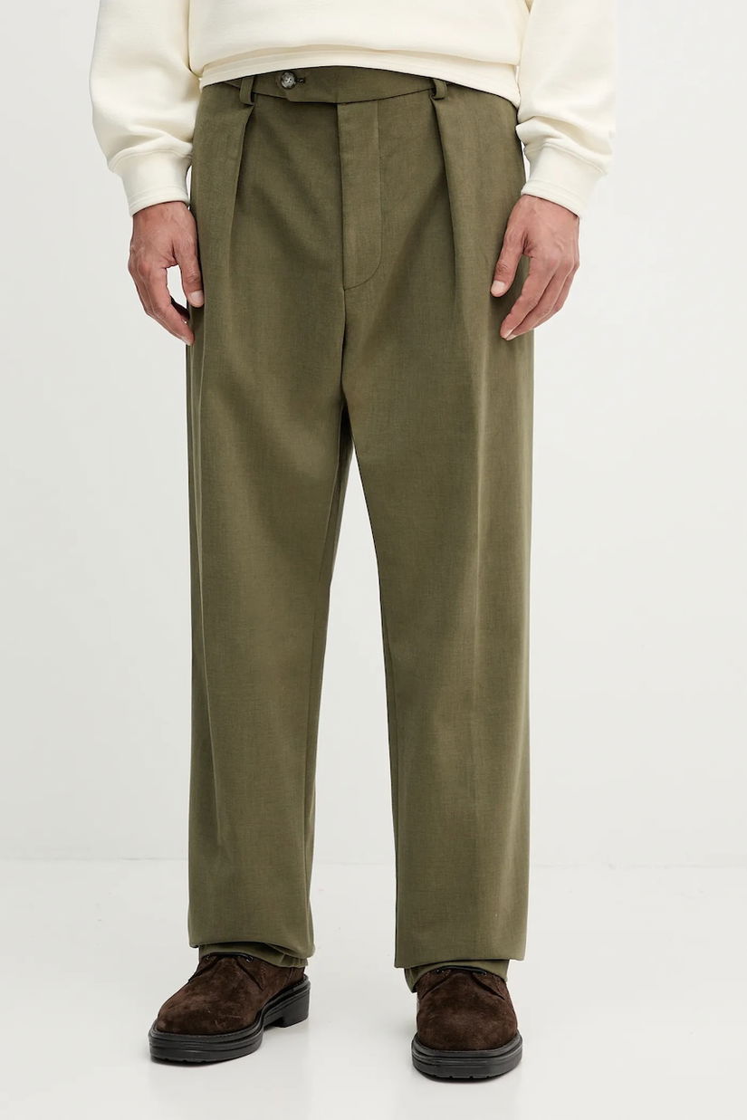 BOSS pantaloni de bumbac BECKHAM X BOSS culoarea verde, drept, 50554875