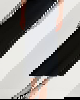 Marc O'Polo fustă culoarea bleumarin, midi, evazați, 508116920109