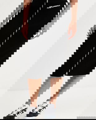 Karl Lagerfeld Jeans fustă culoarea negru, midi, creion, A4W12005