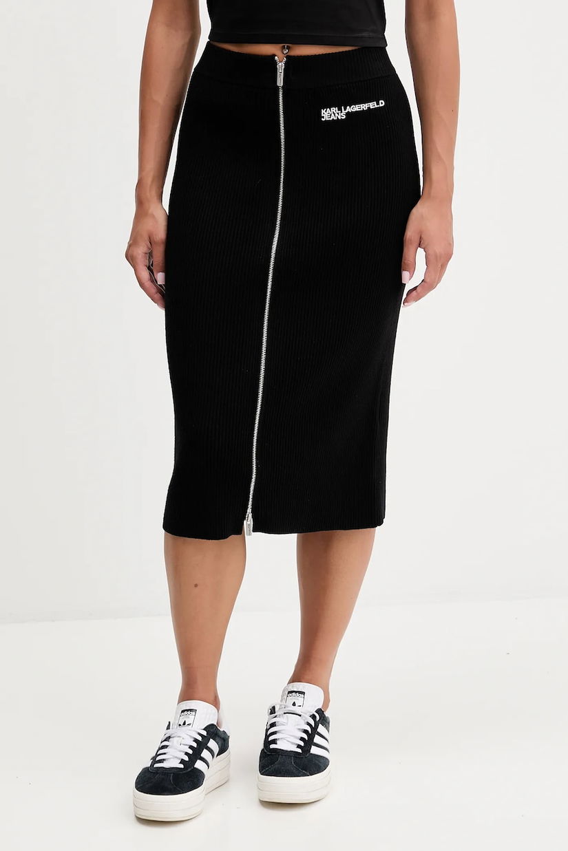 Karl Lagerfeld Jeans fustă culoarea negru, midi, creion, A4W12005