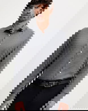 Eton cămașă din bumbac culoarea gri, cu guler italian, slim, 100013963