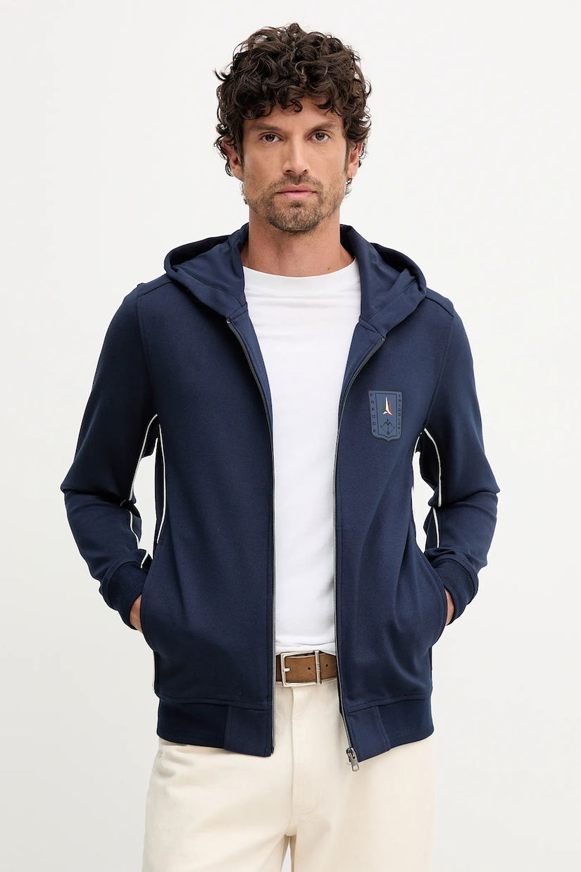 Aeronautica Militare bluză culoarea bleumarin, cu glugă, cu imprimeu, FE2064UF00667
