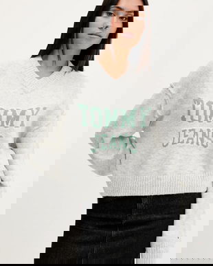 Tommy Jeans pulover din amestec de lână culoarea gri, DW0DW21711