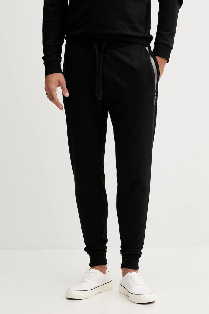 BOSS pantaloni lounge din bumbac culoarea gri, cu imprimeu, 50545565
