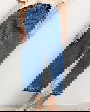 Answear.LAB fusta din bumbac denim midi, drept