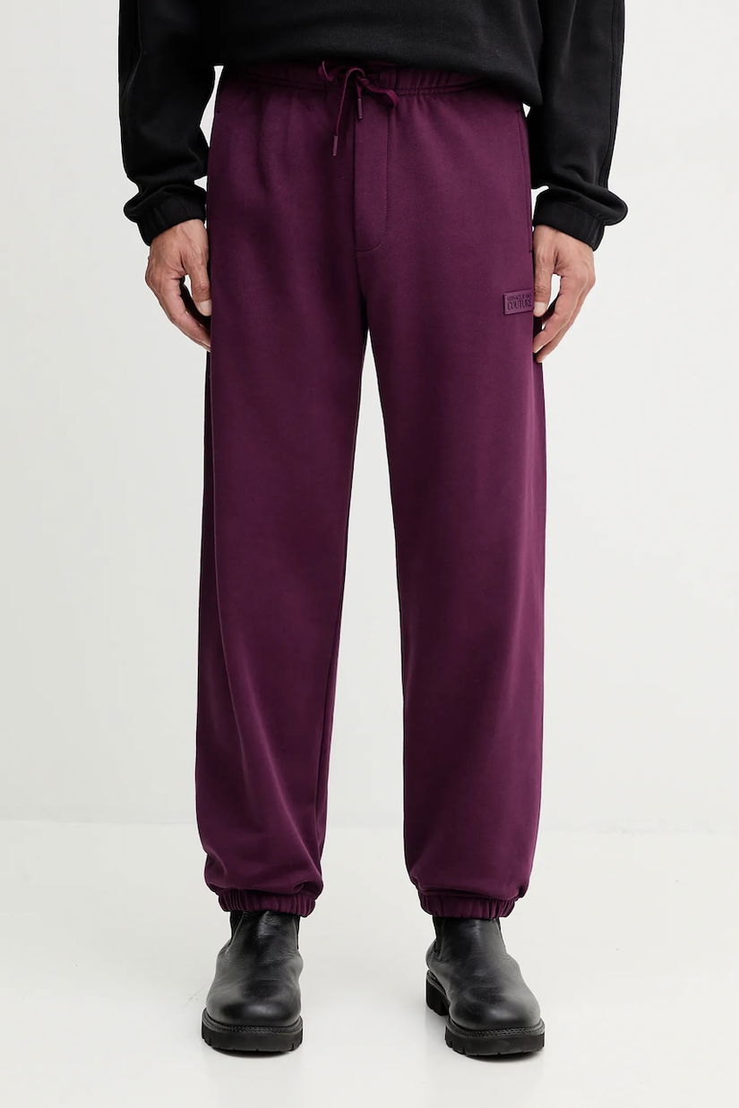 Versace Jeans Couture pantaloni de trening din bumbac culoarea bordo, uni, 79GAAT07 CF01T