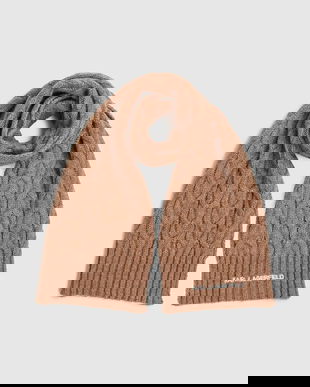 Karl Lagerfeld eșarfă din amestec de lână culoarea bej, uni, A4W33029