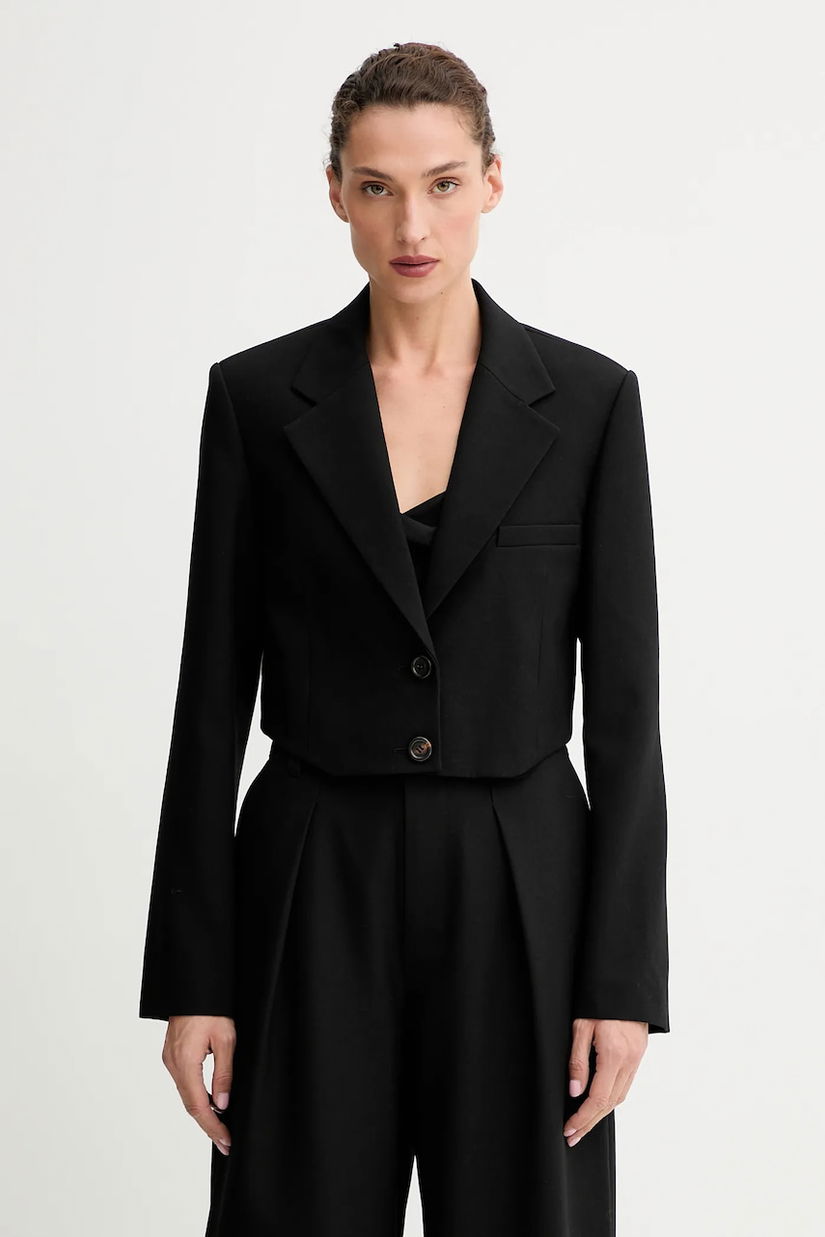 Miss Sixty geacă de lână culoarea negru, un singur rând de nasturi, uni, 6S3WJ50300