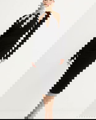 Elisabetta Franchi rochie culoarea negru, midi, mulată, AM11S56E2