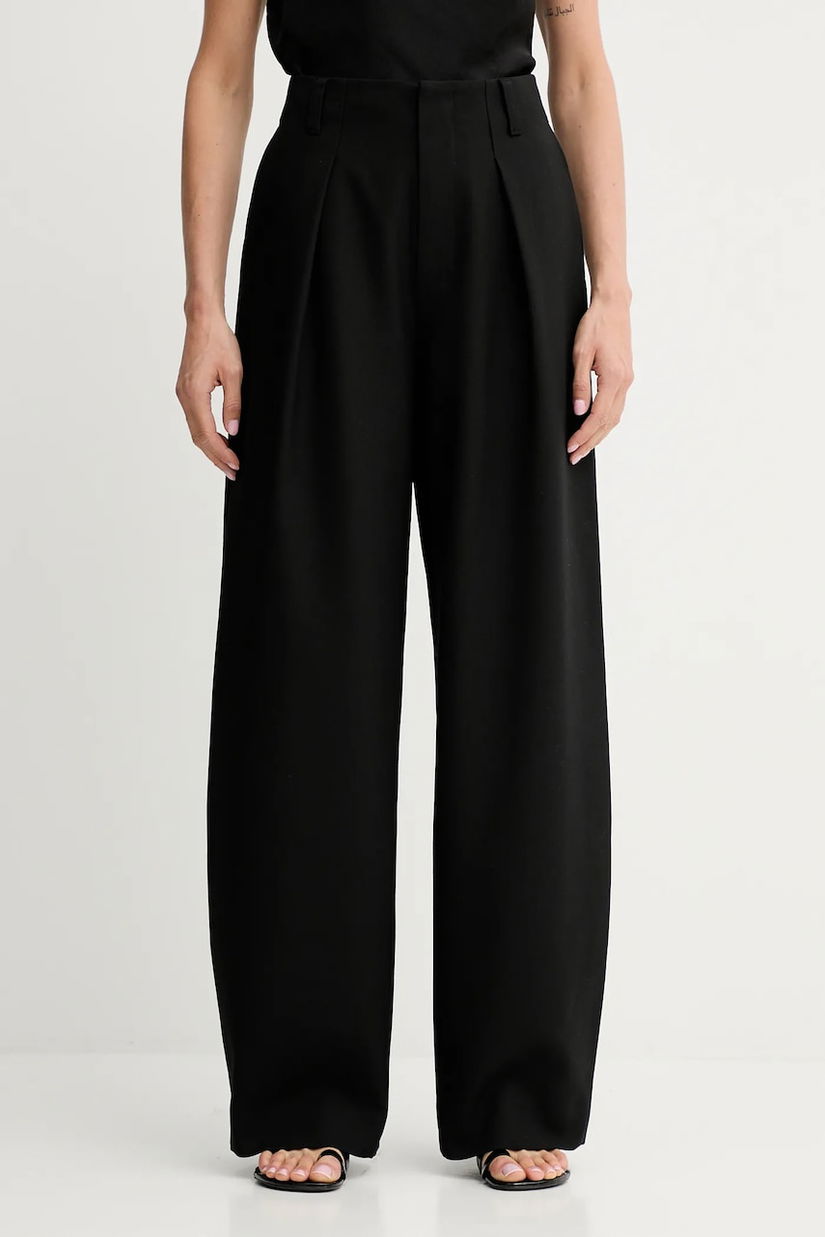 Miss Sixty pantaloni de lână culoarea negru, lat, high waist, 6S3PJ57700