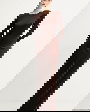 Elisabetta Franchi rochie culoarea maro, maxi, mulată, ABR1056E2