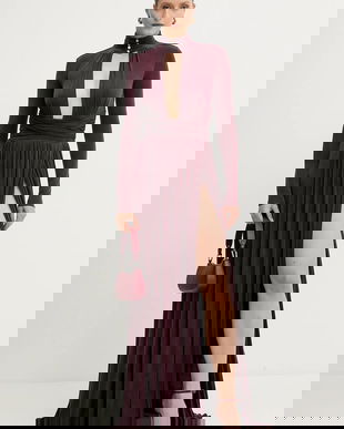 Elisabetta Franchi rochie culoarea bordo, maxi, evazați, ABR1656E2