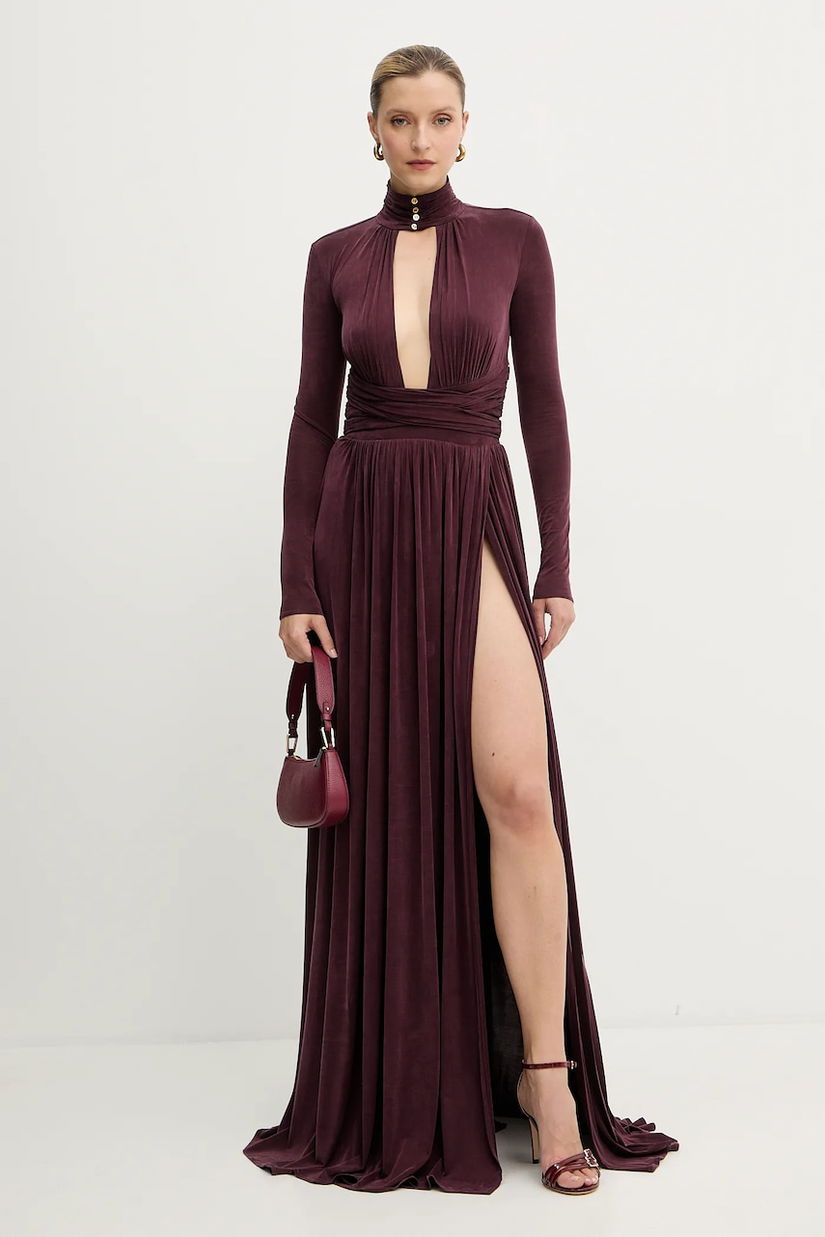 Elisabetta Franchi rochie culoarea bordo, maxi, evazați, ABR1656E2