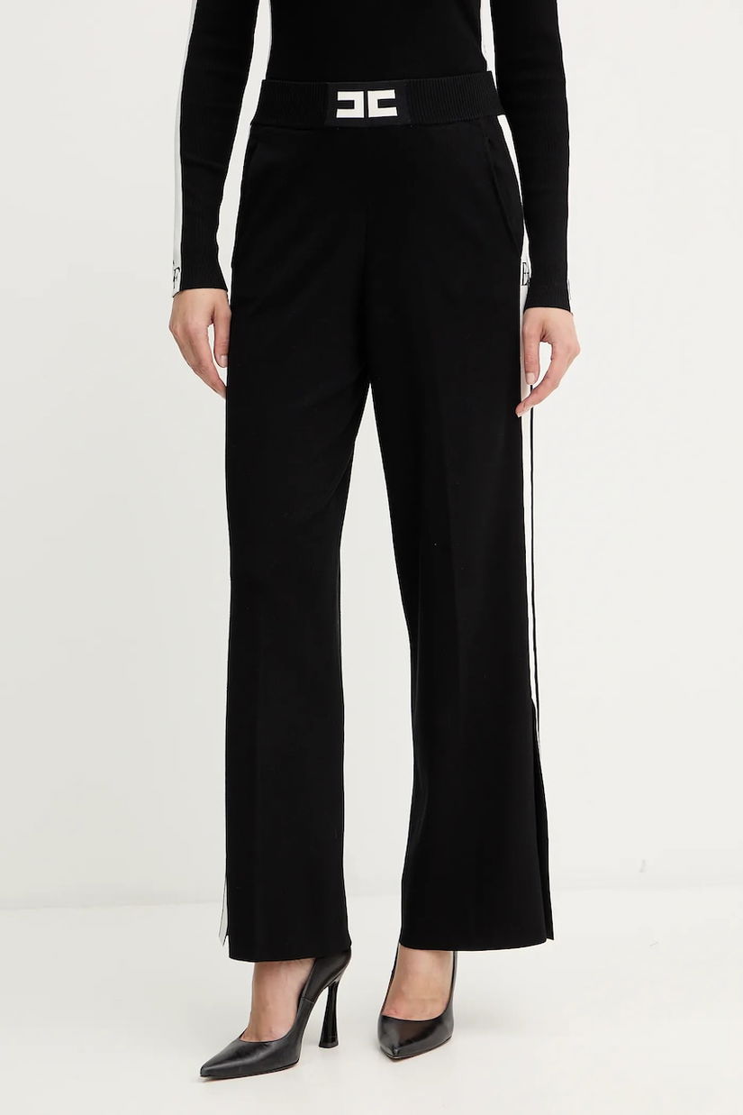 Elisabetta Franchi pantaloni de trening culoarea negru, cu imprimeu, KP69S56E2