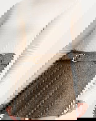 Fracomina fustă pantaloni culoarea maro, uni, high waist, FJ25WV6001W81601