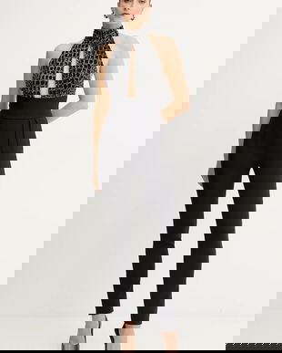 Elisabetta Franchi salopetă culoarea negru, cu decolteu rotund, TU06257E2