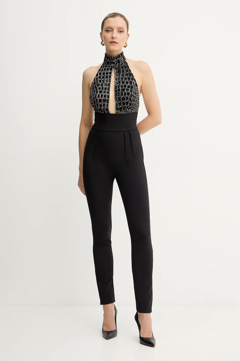 Elisabetta Franchi salopetă culoarea negru, cu decolteu rotund, TU06257E2