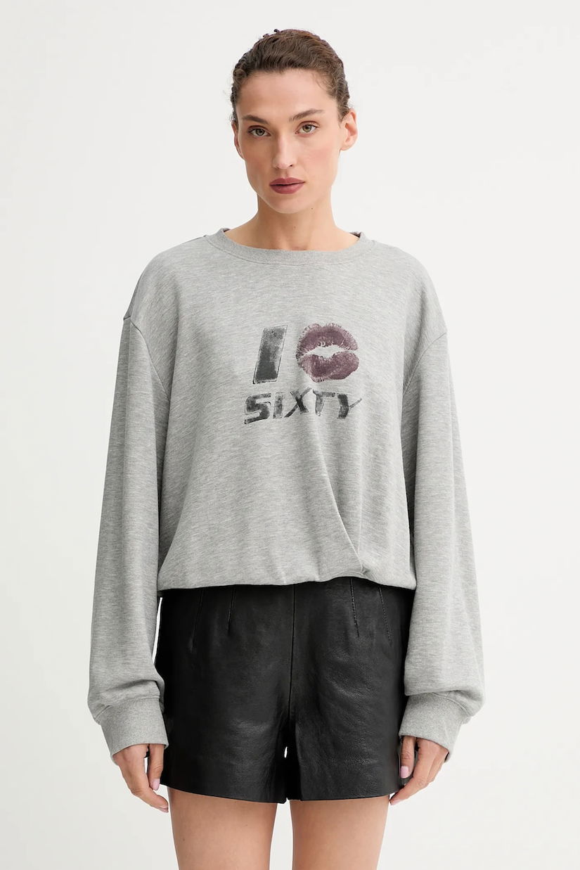 Miss Sixty hanorac din amestec de lână culoarea gri, cu imprimeu, 6S3TJ59000