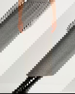 ISABELLE BLANCHE fustă cu lână culoarea gri, maxi, drept, IS25FW-G081-T012