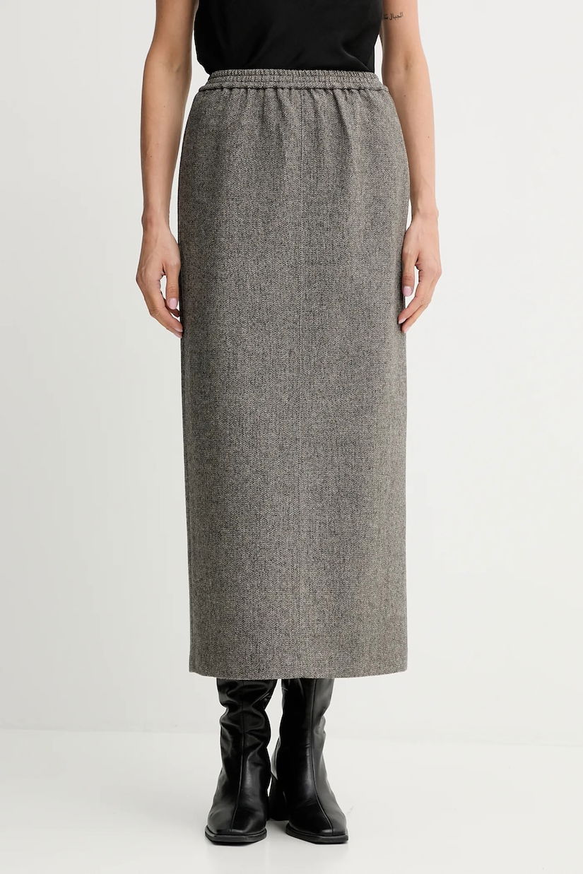 ISABELLE BLANCHE fustă cu lână culoarea gri, maxi, drept, IS25FW-G081-T012