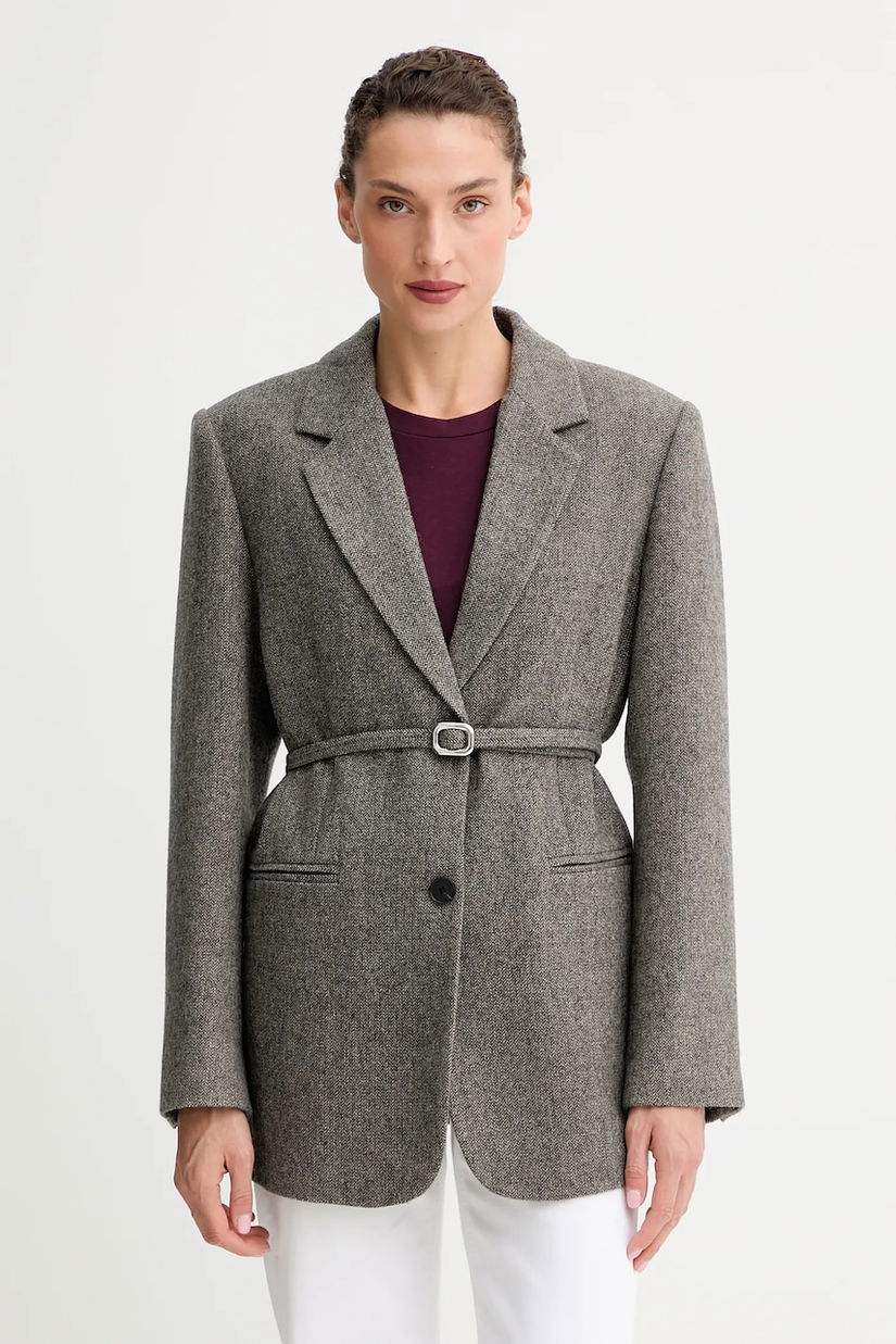ISABELLE BLANCHE jachetă cu lână culoarea gri, un singur rând de nasturi, uni, IS25FW-J082-T012