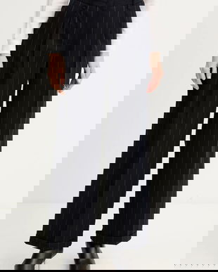 MAX&Co. pantaloni culoarea bleumarin, drept, high waist, 2526136053200