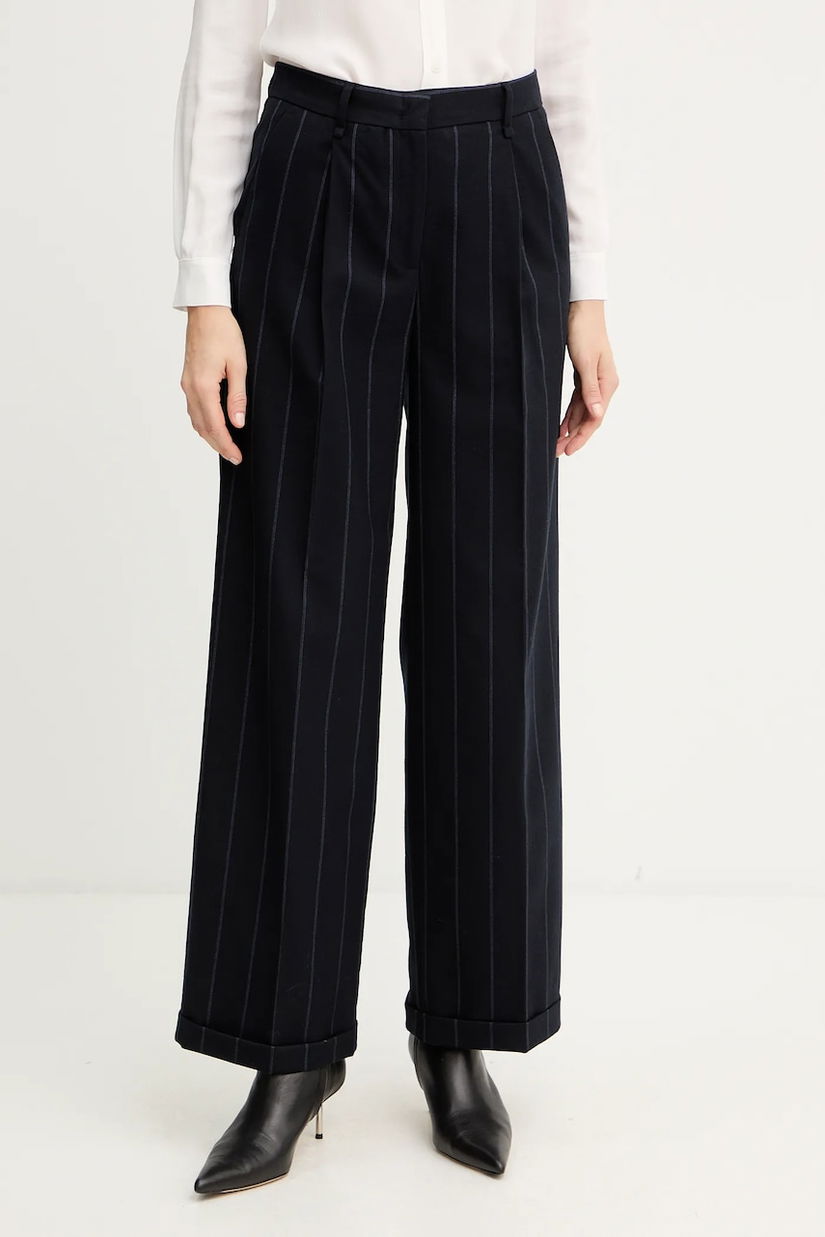 MAX&Co. pantaloni culoarea bleumarin, drept, high waist, 2526136053200