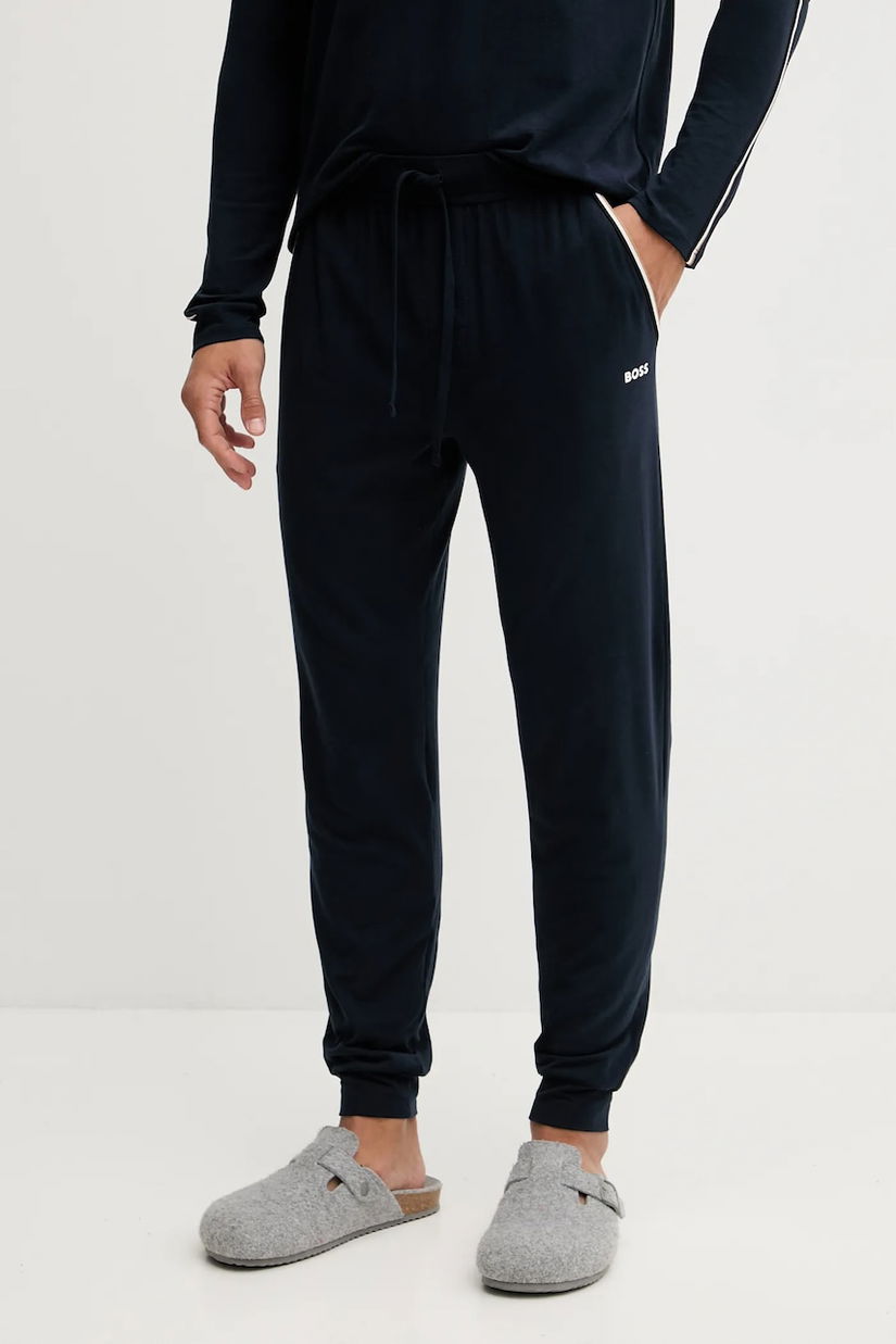 BOSS pantaloni de lounge culoarea bleumarin, cu imprimeu, 50550485