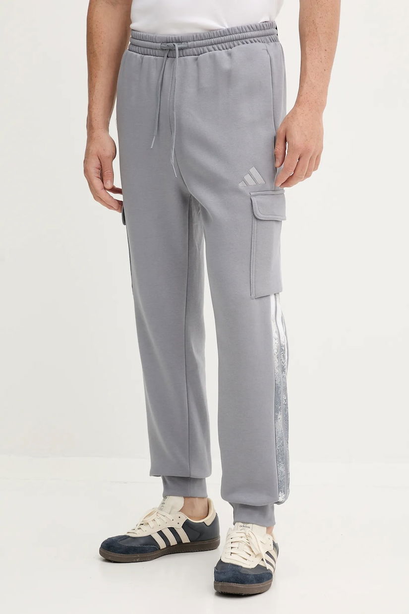 adidas pantaloni de trening Seasonal AOP culoarea gri, cu imprimeu, JM1715