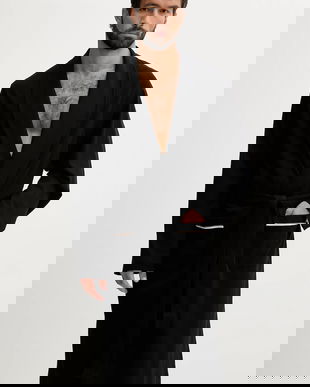 BOSS halat de baie din bumbac culoarea negru, 50545943