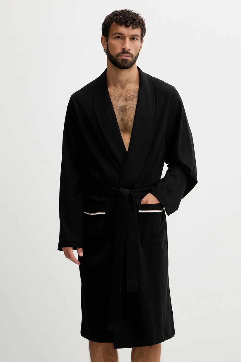 BOSS halat de baie din bumbac culoarea negru, 50545943