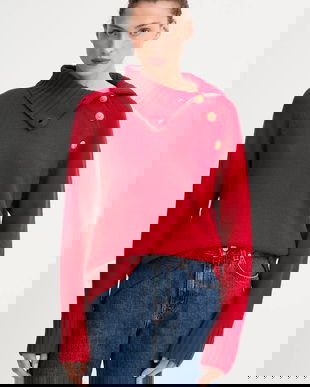 ZADIG&VOLTAIRE pulover de casmir culoarea roșu, călduros, cu guler, KWSW02793