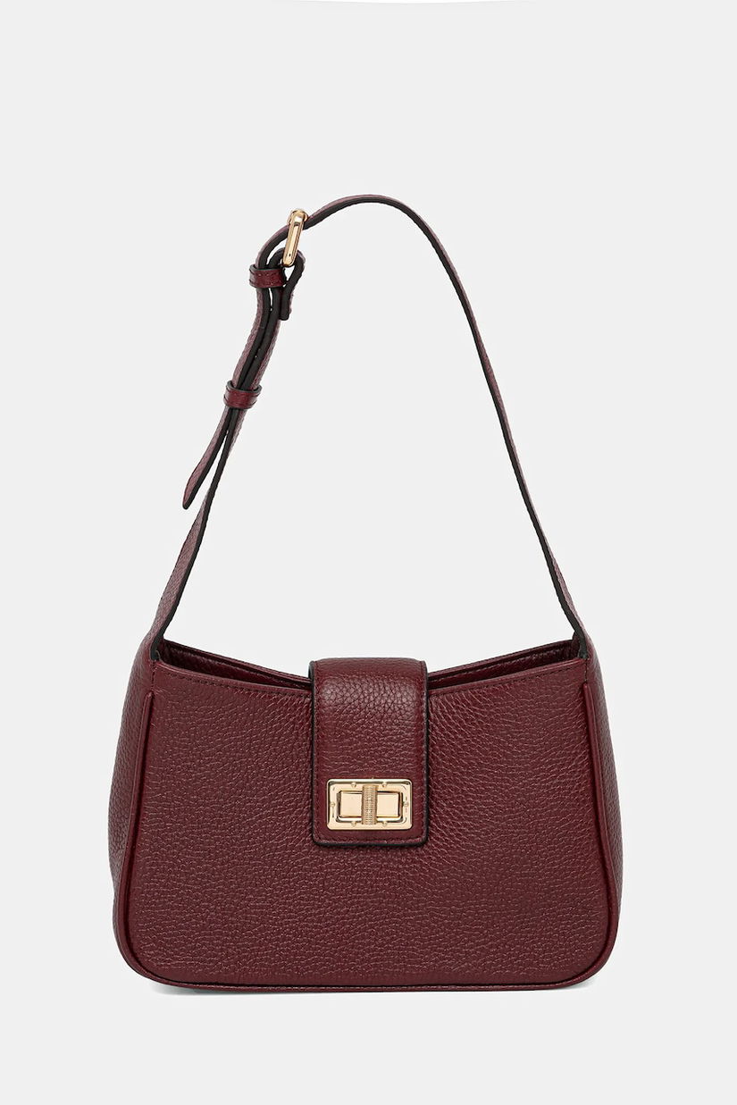 Geox poșetă de piele SOLANGY culoarea bordo, D45KSA 00046