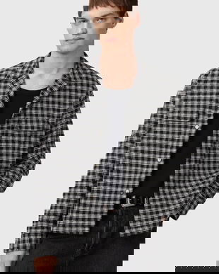 AllSaints cămașă din bumbac HORTON culoarea negru, regular, M035SD