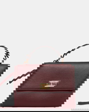 Geox poșetă de piele ELEANA culoarea bordo, D56ZRB 00043