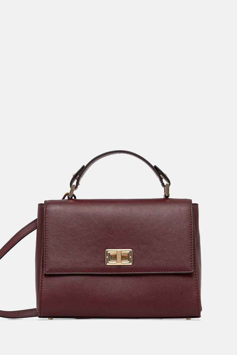 Geox poșetă de piele ELEANA culoarea bordo, D56ZRB 00043