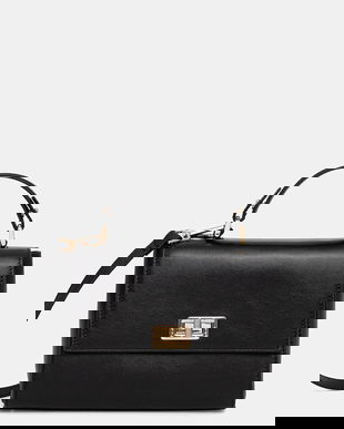 Geox poșetă de piele ELEANA culoarea negru, D56ZRB 00043