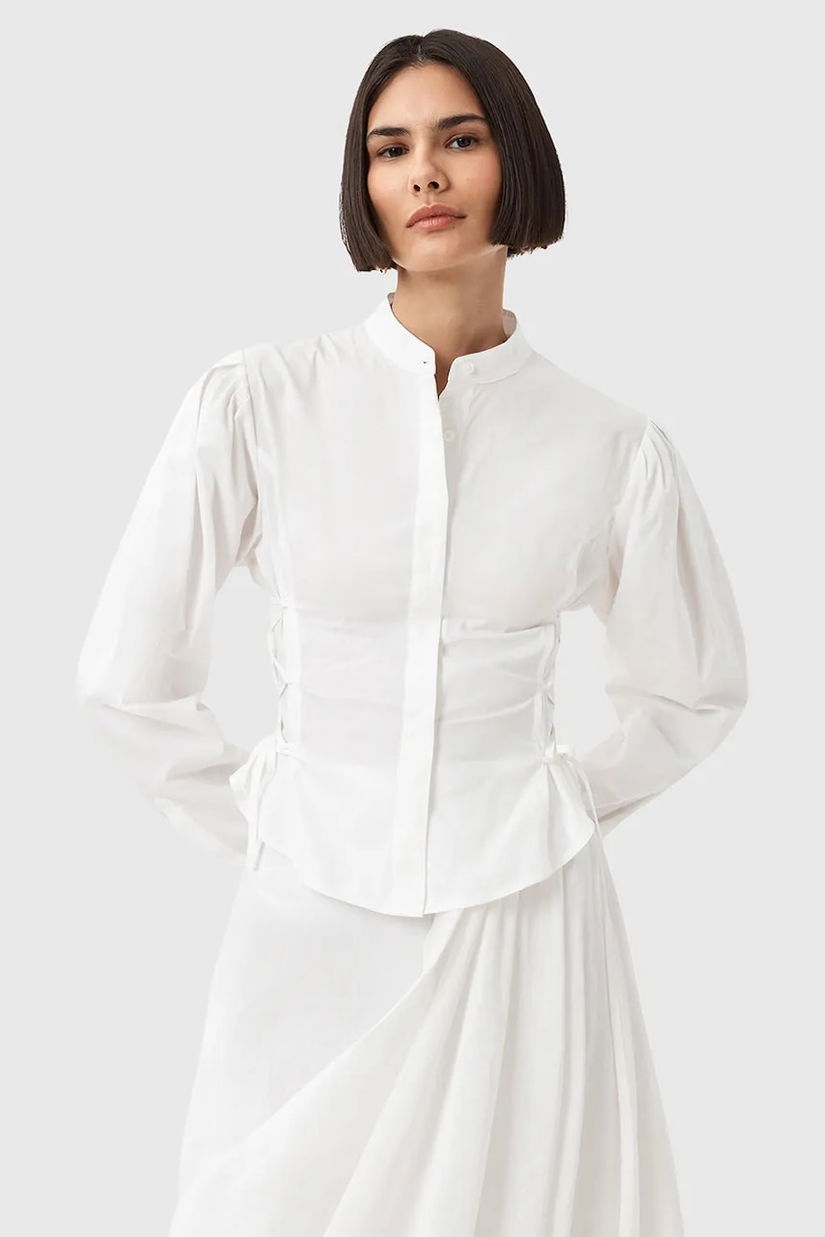 AllSaints cămașă din bumbac EVANNA culoarea alb, slim, W016PD