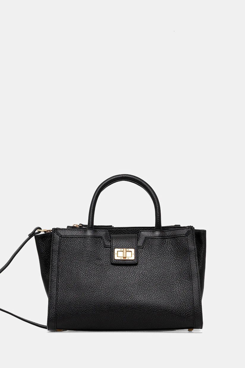 Geox poșetă de piele LEONORY culoarea negru, D35KQA 00046