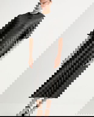 AllSaints rochie ANNA culoarea negru, midi, drept, W066DD