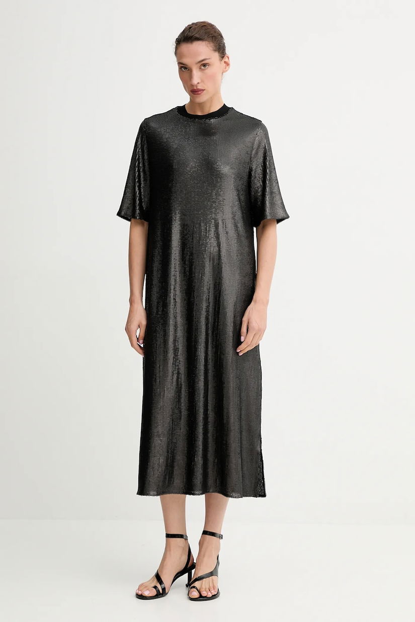 AllSaints rochie ANNA culoarea negru, midi, drept, W066DD