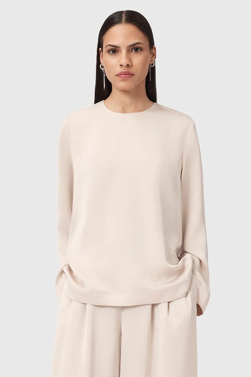 AllSaints bluză LEANNE culoarea alb, uni, W019PD